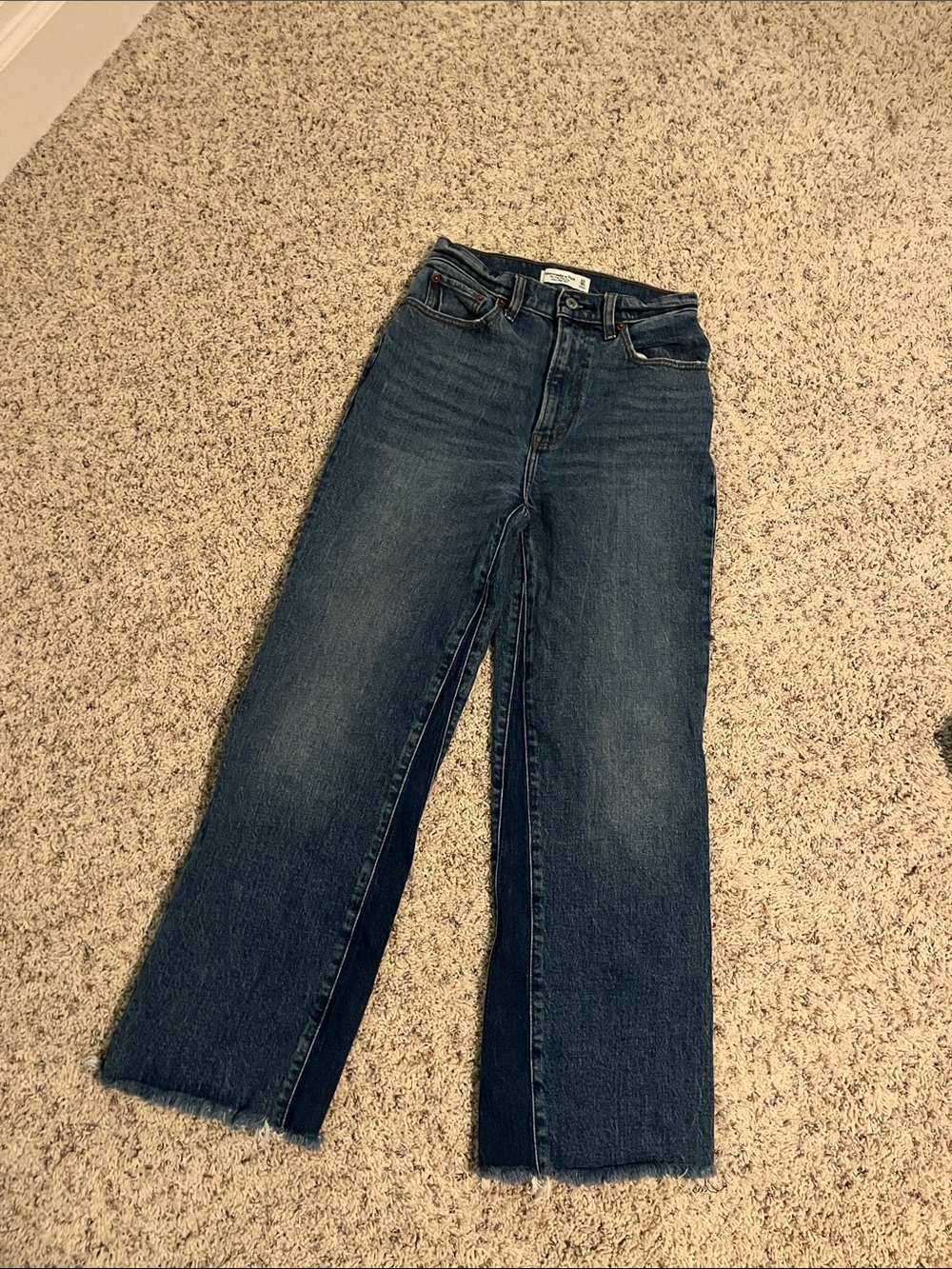 Abercrombie & Fitch Dark Blue High-Rise Wide Leg Jeans